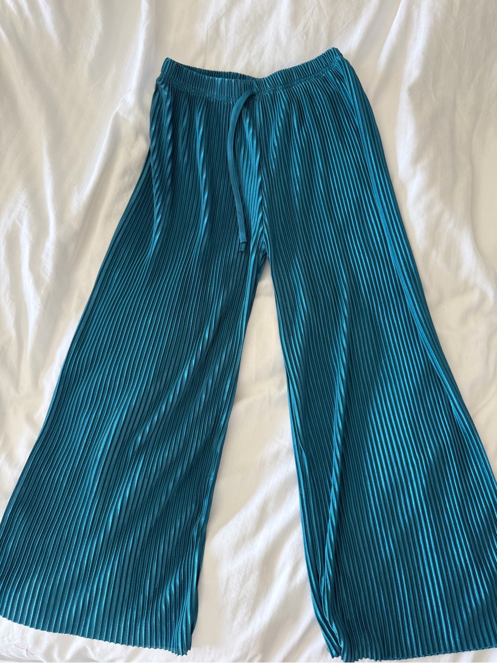 & Other Stories Teal Pleated Wide-Leg Pants